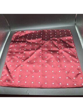 Vintage Burgundy Polka Dot & Striped 100% Silk Pocket Square Handmade 10"x10"